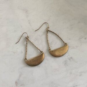 Gold Crescent Chain Drop Earrings - Women Jewelry